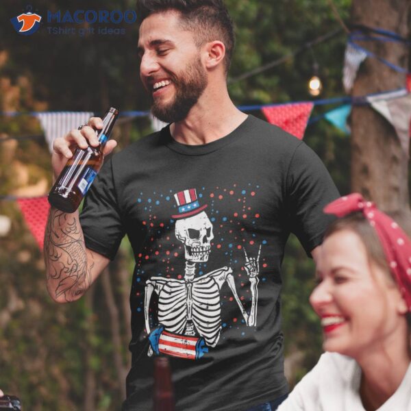 4th July Rocker Skeleton Patriotic Rock Boys Kids Teen Shirt