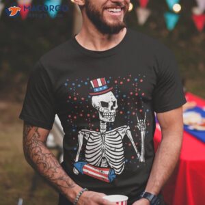 4th July Rocker Skeleton Patriotic Rock Boys Kids Teen Shirt