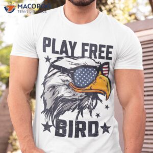 4th of july american flag bald eagle mullet play free bird shirt tshirt