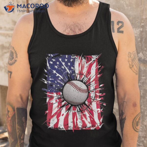 4th Of July Baseball Usa American Flag Patriotic & Boys Shirt