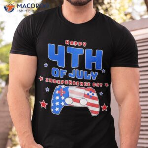 4th of july game controller shirt gamer kids boys usa tshirt