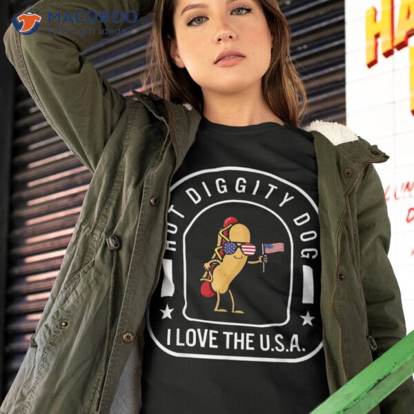 4th Of July Hot Diggity Dog Usa Flag Hotdog Independence Day Shirt