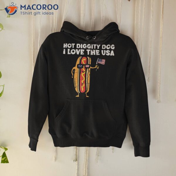 4th Of July Hotdog Hot Diggity Dog Patriotic Kids Shirt