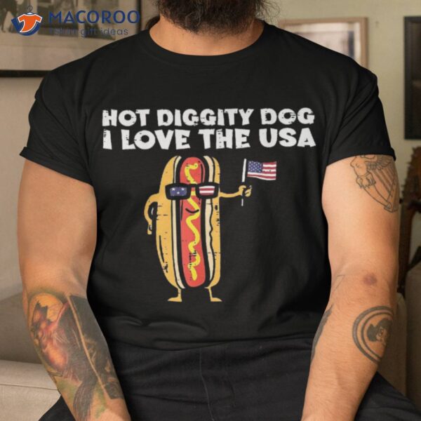 4th Of July Hotdog Hot Diggity Dog Patriotic Kids Shirt