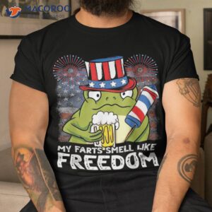 4th of july my farts smell like freedom us flag frog beer shirt tshirt