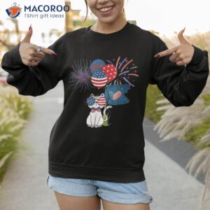 4th of july patriotic cat funny american flag meowica cute shirt sweatshirt 1