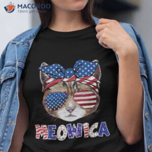 4th Of July Patriotic Cat Funny American Flag Meowica Cute Shirt