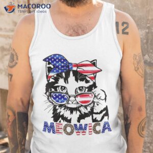 4th of july shirt meowica cat sunglasses american flag tank top