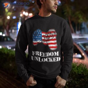 4th of july shirt video game gamer usa flag freedom unlocked sweatshirt