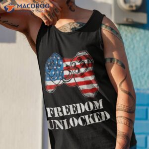 4th of july shirt video game gamer usa flag freedom unlocked tank top 1