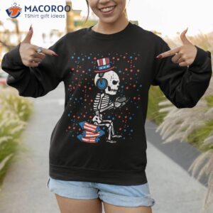 4th of july skeleton gamer funny america boys kids teen shirt sweatshirt