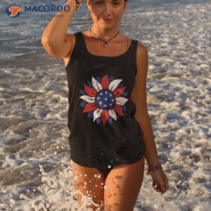 4th of july sunflower white red and blue patriotic shirt tank top