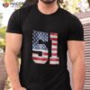 51 Baseball Number Vintage With American Usa Flag Retro Shirt