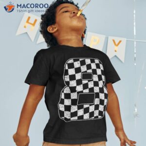 8 Year Old Pit Crew Eight 8th Birthday Boy Racing Car Flag Shirt