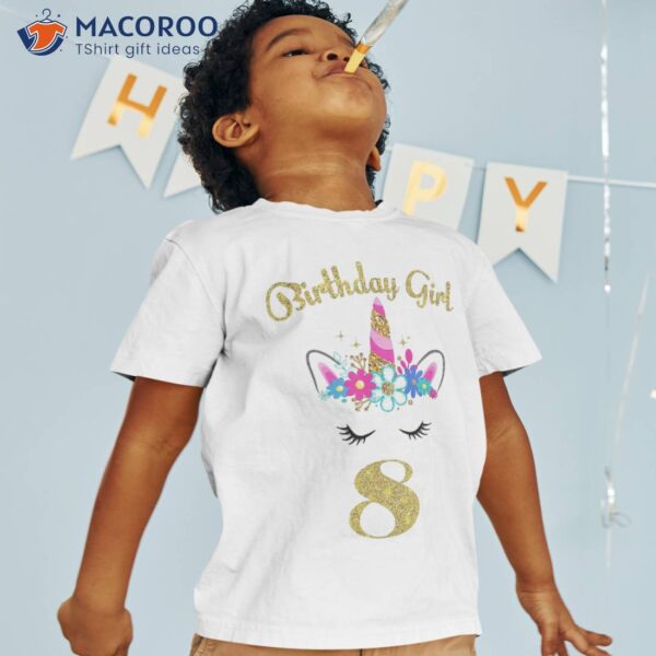 8 Years Old Gifts 8th Birthday Girl Funny Unicorn Face Shirt