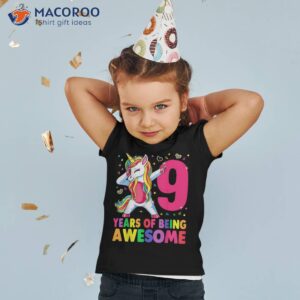 9 Years Old Unicorn Dabbing 9th Birthday Girl Party Shirt
