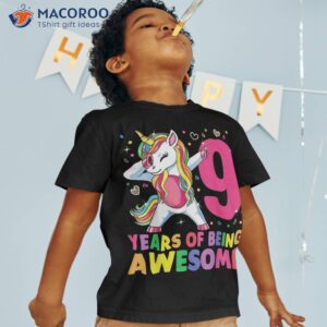 9 years old unicorn dabbing 9th birthday girl party shirt tshirt
