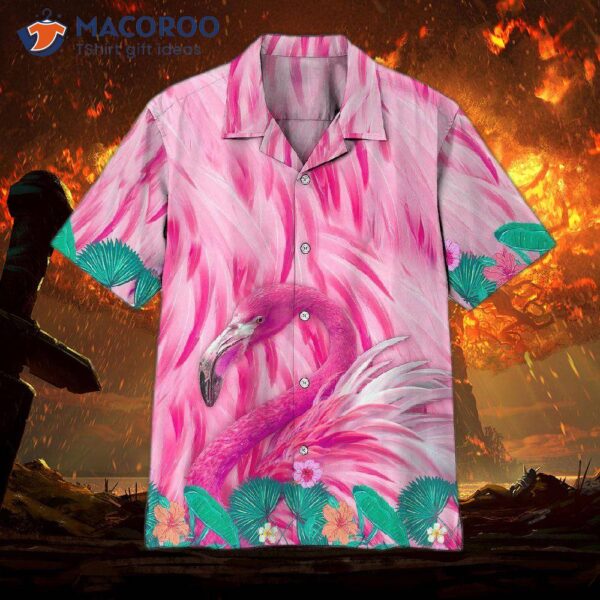 A Big Pink Flamingo Crane Hawaiian Shirt