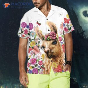 a colorful flower with an alpaca hawaiian shirt floral and funny print shirt for 3