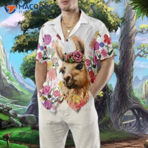 a colorful flower with an alpaca hawaiian shirt floral and funny print shirt for 4
