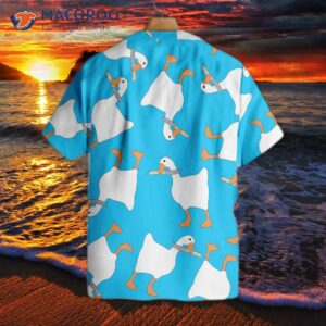 a duck with dangerous knife wearing hawaiian shirt 1