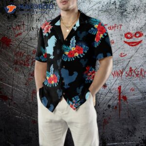 a rooster in tropical blue hawaiian shirt 4