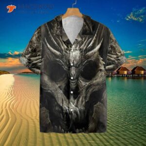 a skull or dragon hawaiian shirt 2