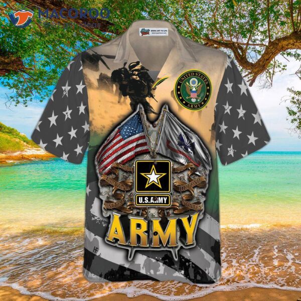 A Veteran Proudly Served In The Us Army Wearing Hawaiian Shirt.