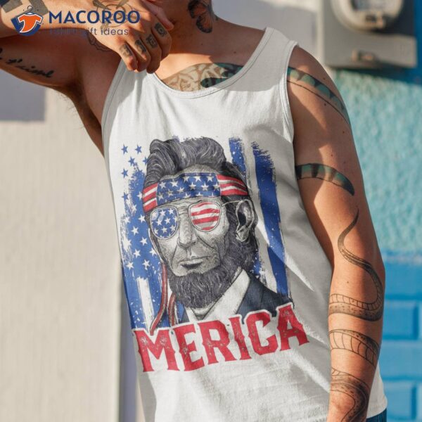 Abraham Lincoln Merica 4th Of July American Flag Shirt
