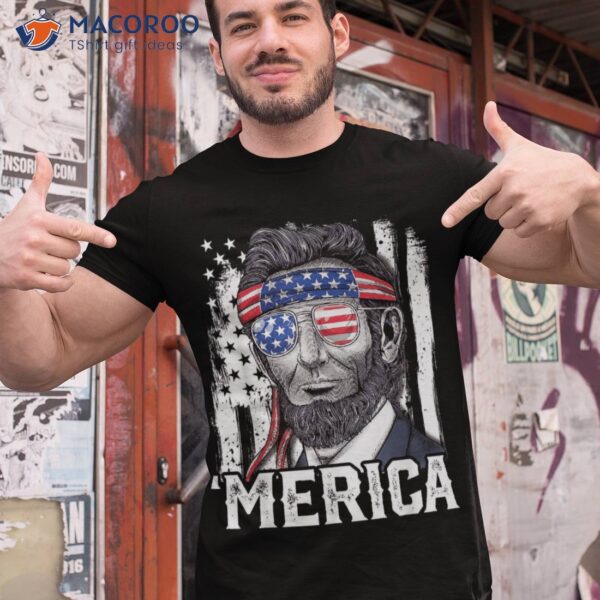 Abraham Lincoln Merica 4th Of July American Flag Shirt