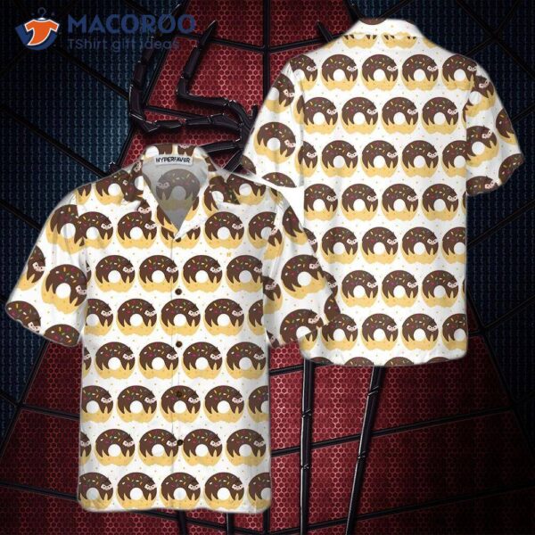 Adorable Cartoon Sloth On Donut Hawaiian Shirt, Funny Shirt For Adults, Sloth-themed Gift Idea