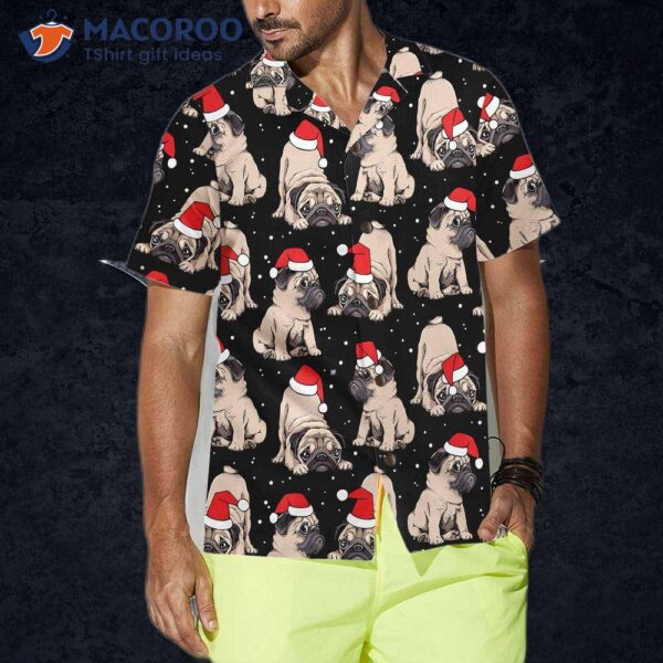 Adorable Christmas Pug Puppies Hawaiian Shirt, Best Gift For Lover
