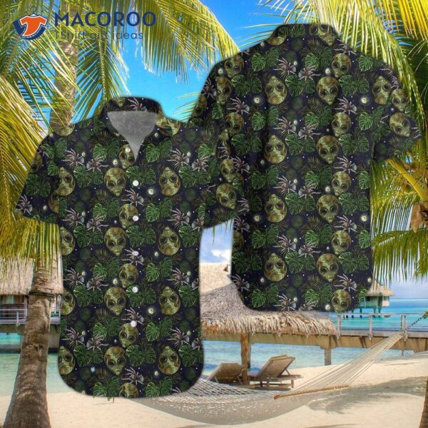 Alien And Spider In A Night Tropical Forest Hawaiian Shirt