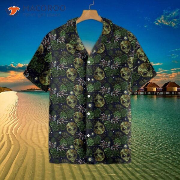 Alien And Spider In A Night Tropical Forest Hawaiian Shirt