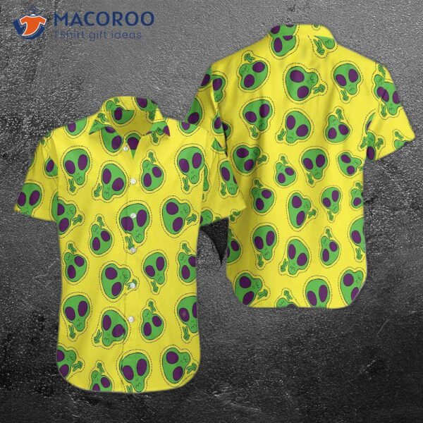 Alien Face Patch Hawaiian Shirt