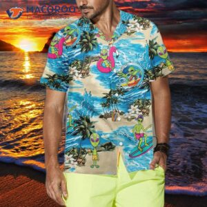 alien on the beach hawaiian shirt 0