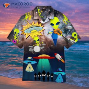 Alien-playing Hawaiian Music Shirts