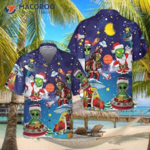 Aliens In Santa Costume Hawaiian Shirt, Funny Christmas Shirt For