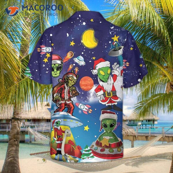 Aliens In Santa Costume Hawaiian Shirt, Funny Christmas Shirt For