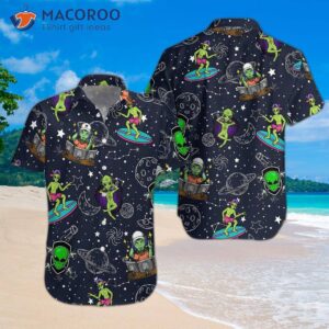 aliens night sky hawaiian shirt 0