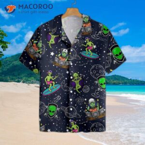 aliens night sky hawaiian shirt 2