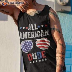 all american dude usa flag 4th of july sunglasses family shirt tank top 1