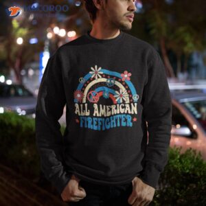 all american firefighter apple rainbow 4th of july shirt sweatshirt