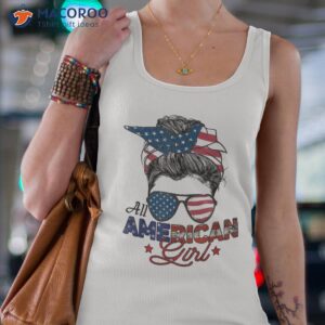 all american girl 4th july messy bun us flag shirt tank top 4