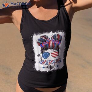 All American Girls 4th Of July Shirts Messy Bun Sunglasses Shirt