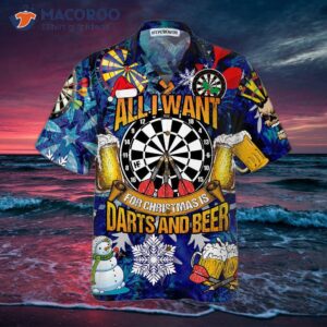 all i want for christmas is darts and beer hawaiian shirt funny shirt best xmas gift idea 2