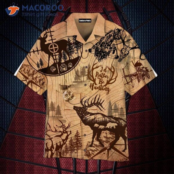 Amazing Brown Hawaiian Deer Hunting Shirts