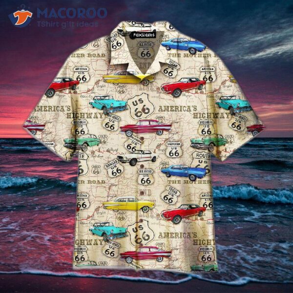 Amazing Vintage Muscle Cars On Route 66 Hawaiian Shirts