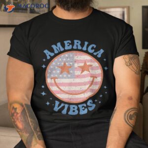 America Vibes Happy Face Smile American Flag 4th Of July Shirt
