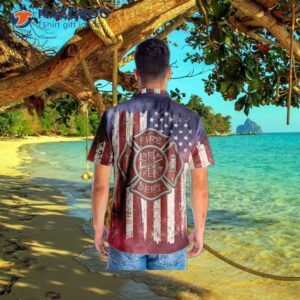 american flag fire departt firefighter hawaiian shirt logo shirt for 3